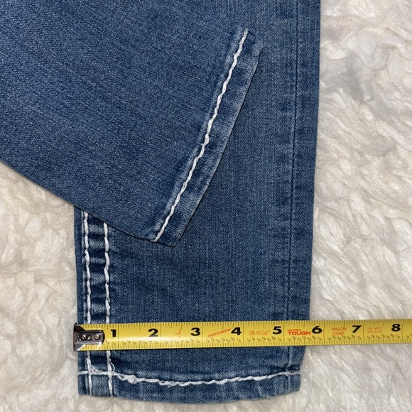 True Religion 🧲 Joey Low-Rise Distressed Thick Stitch Jeans, Size 27 - Picture 14 of 16